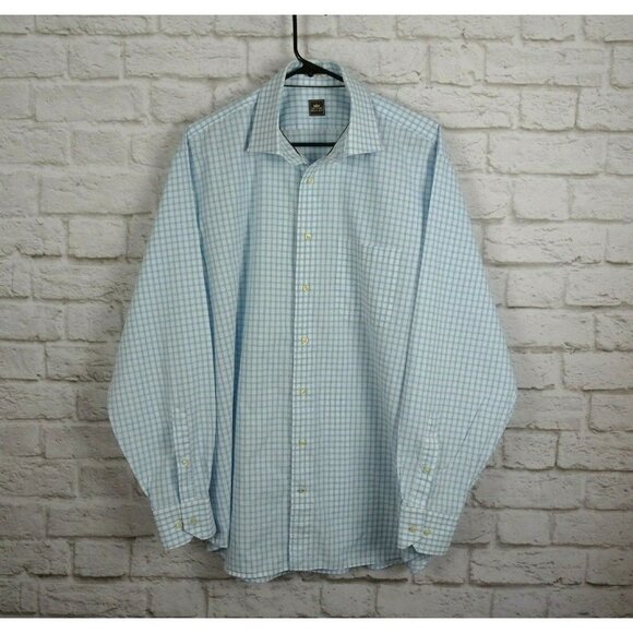 Peter Millar Other - PETER MILLAR Men's Shirt Long Sleeve Button Down Cotton Blue White Plaid 17/43